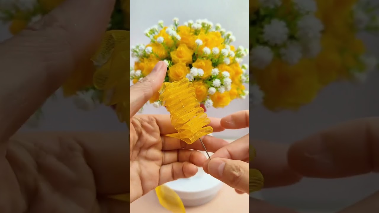 Handmade diy ribbon rose flowers #diy #diyflowers #flowers  #ribbon #ribbonroses #tutorial #rose