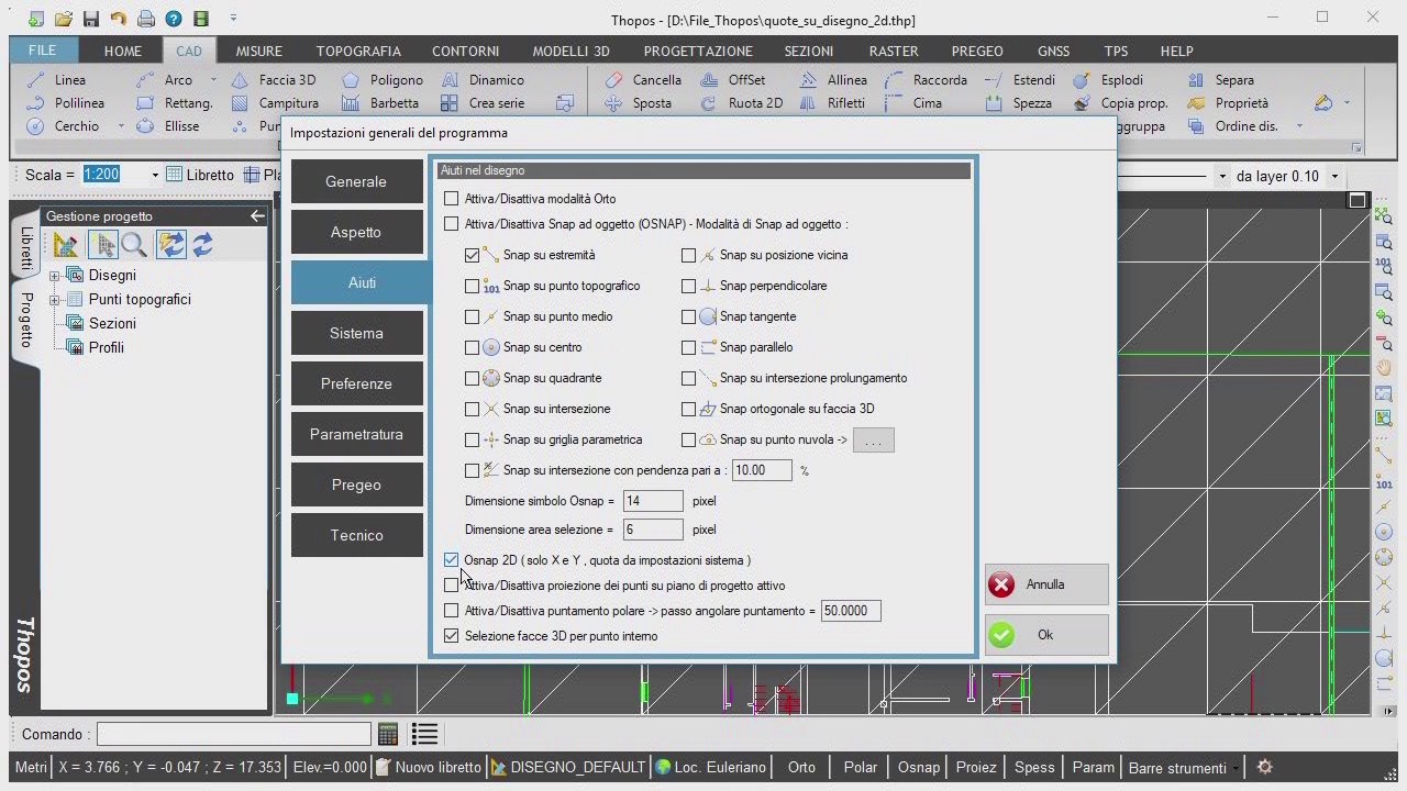 Aiuti del CAD e input da tastiera