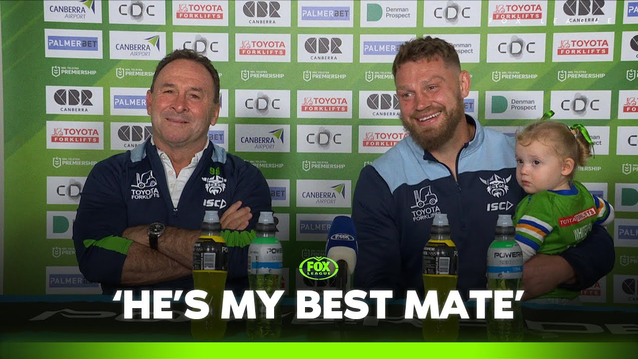 Wholesome moment between Ricky Stuart and Elliot Whitehead | Canberra Press Conference | Fox League