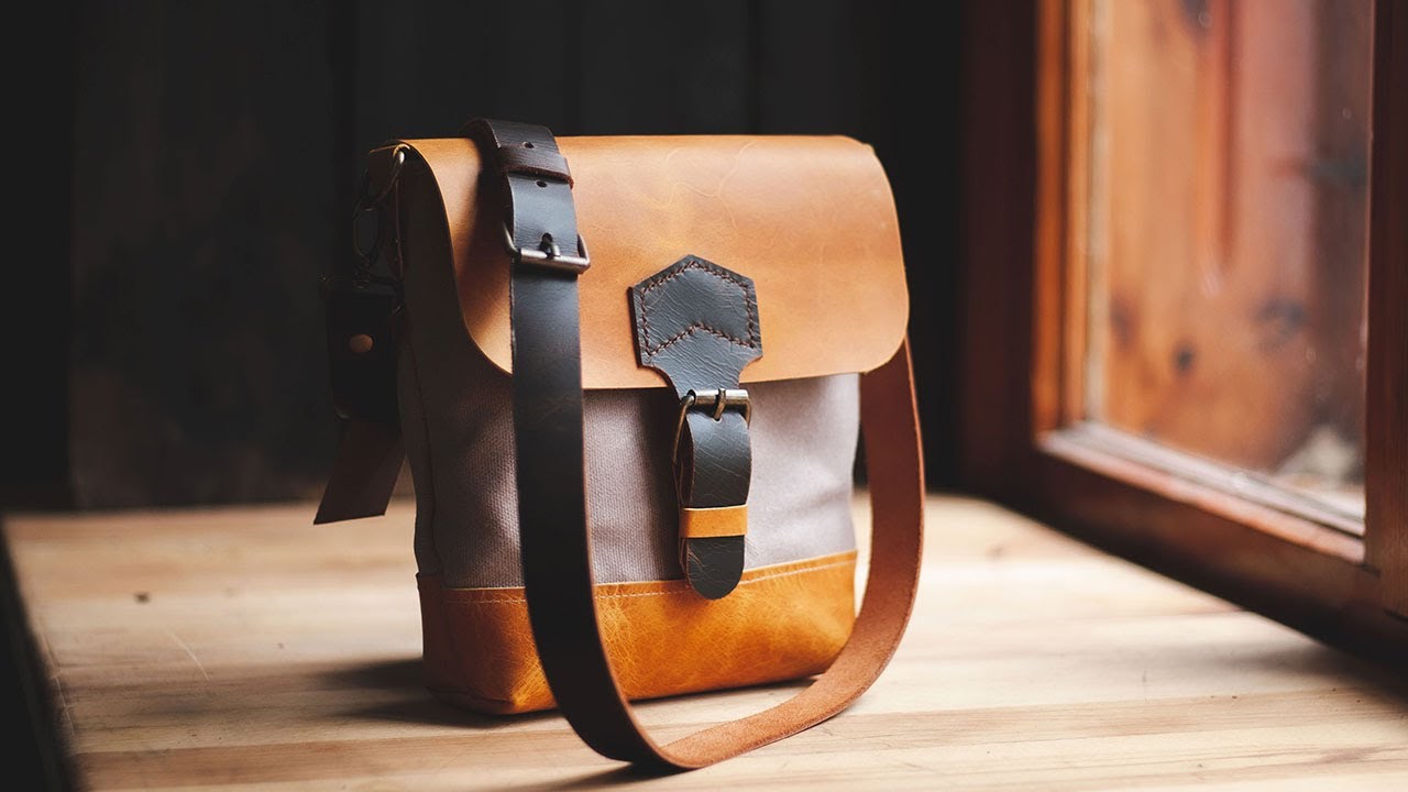 Сумка из кожи и холста — простой проект «сделай сам» с выкройкой PDF #leather #pdf #pdfpattern