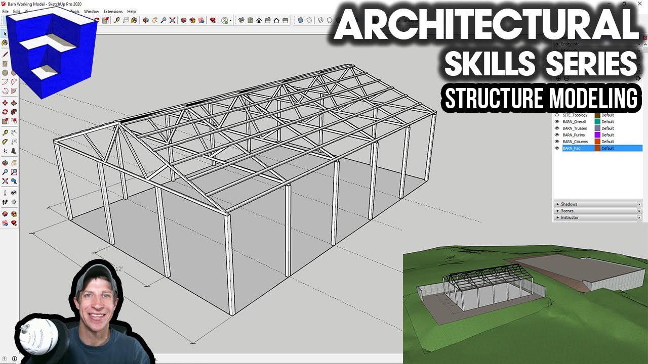 Навыки SketchUp для архитектуры — Моделирование конструкций — Конструкция амбара