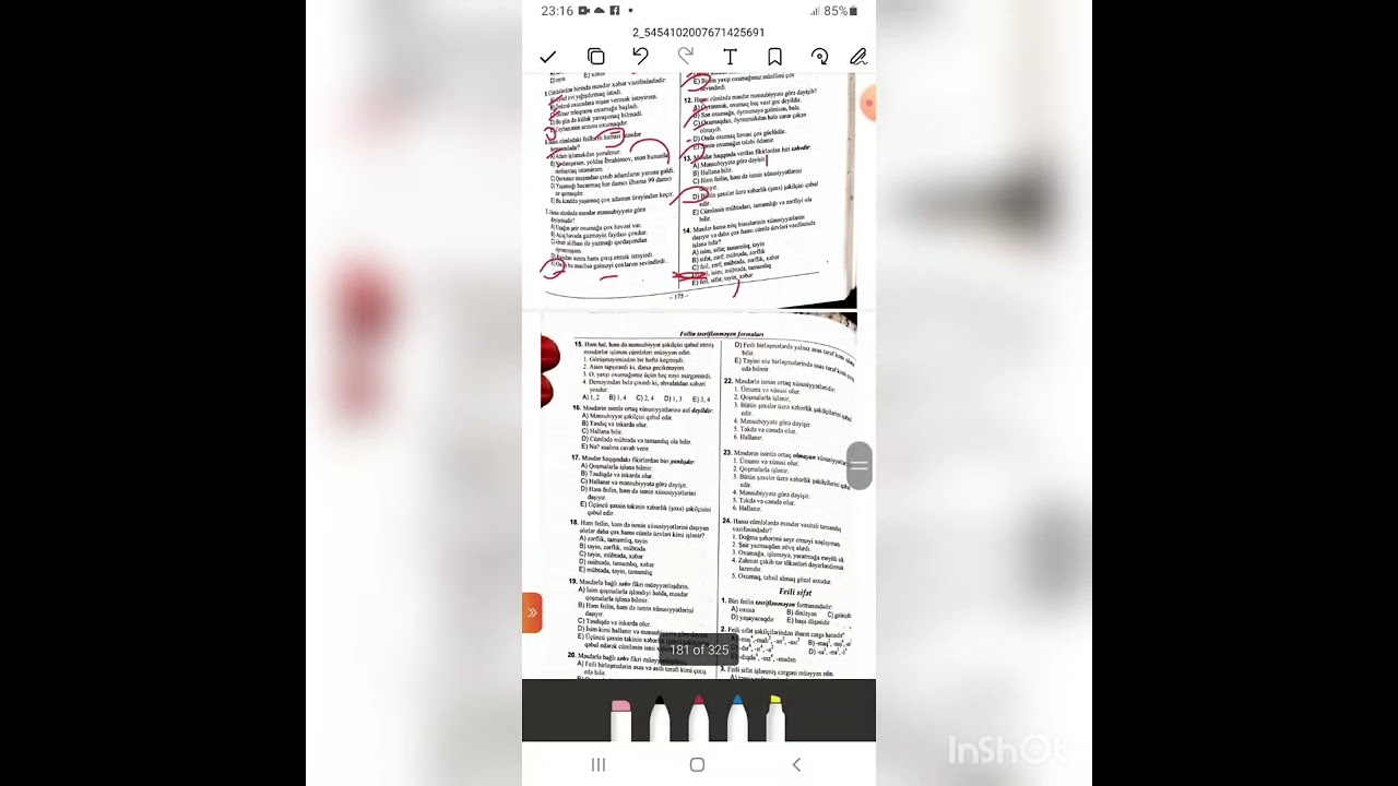 Feilin təsriflənməyən formaları||Dim test toplusu izah||Məsdər||Feili sifət||Feli bağlama