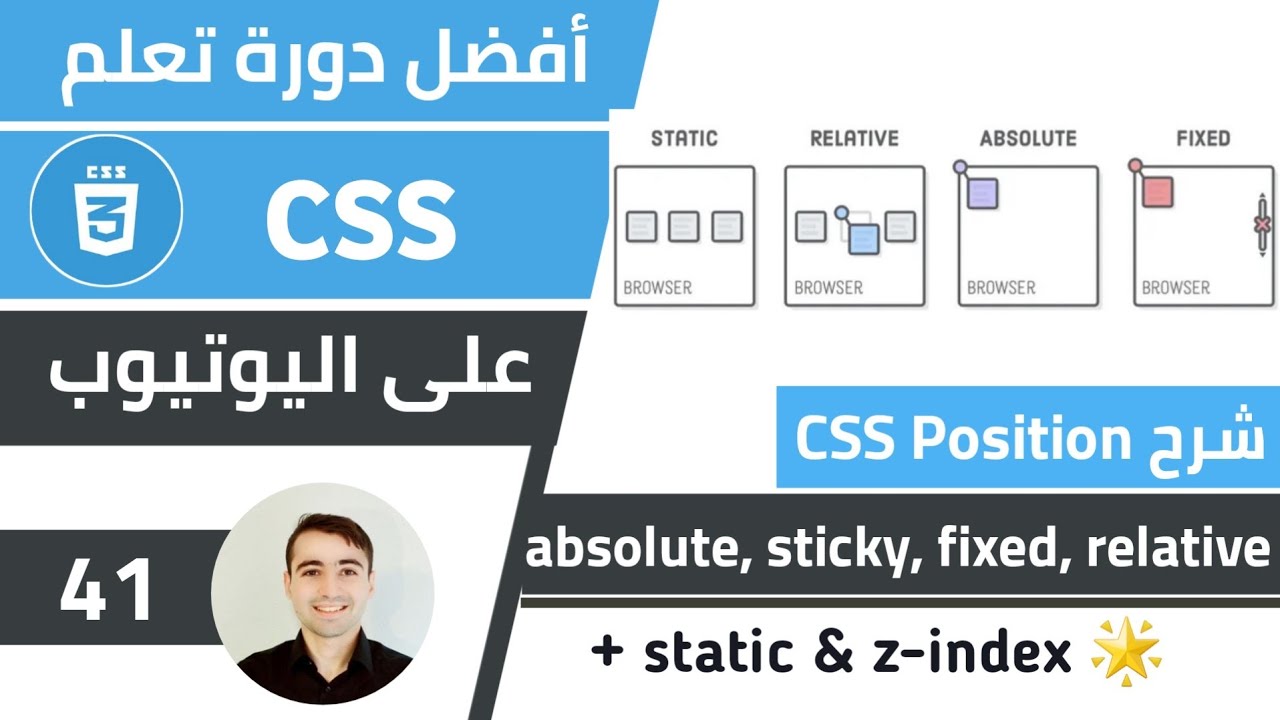 شرح الفرق بين position absolute, sticky, fixed, relative, static 🌟 كورس تعلم CSS: الدرس 41