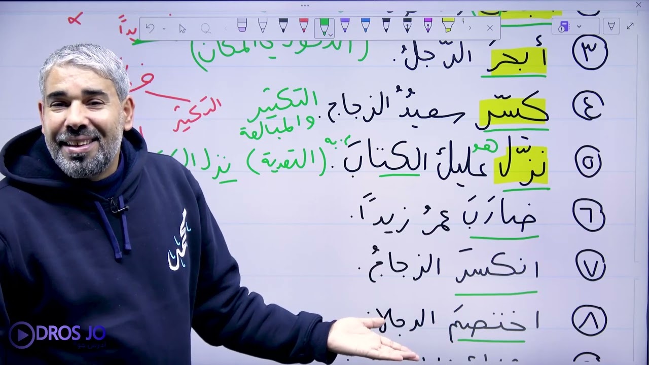 تدريب عملي على معاني الزيادة في الأفعال ( الحصة الخامسة عربي تخصص فصل ٢ جيل ٢٠٠٨ ) 