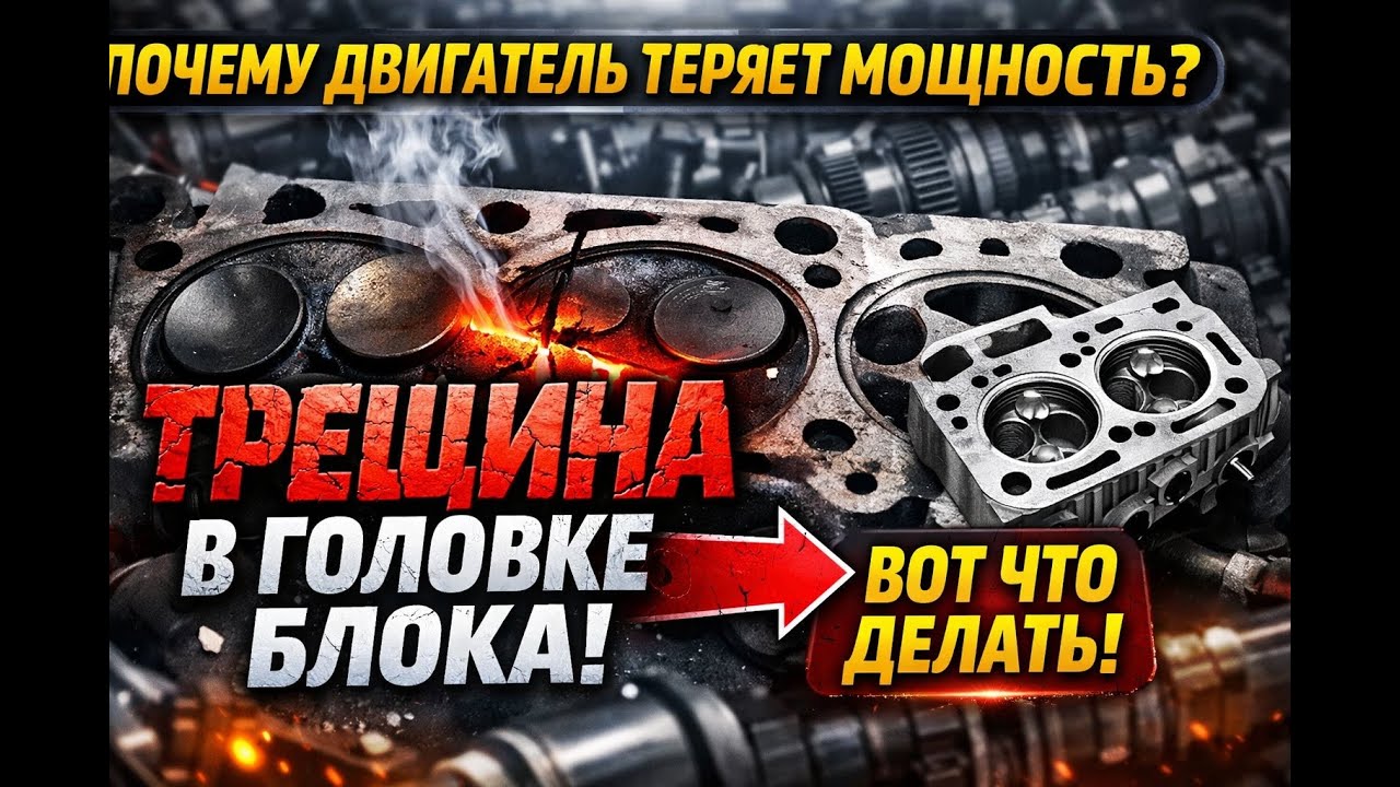 Почему двигатель теряет мощность? Трещина в головке блока