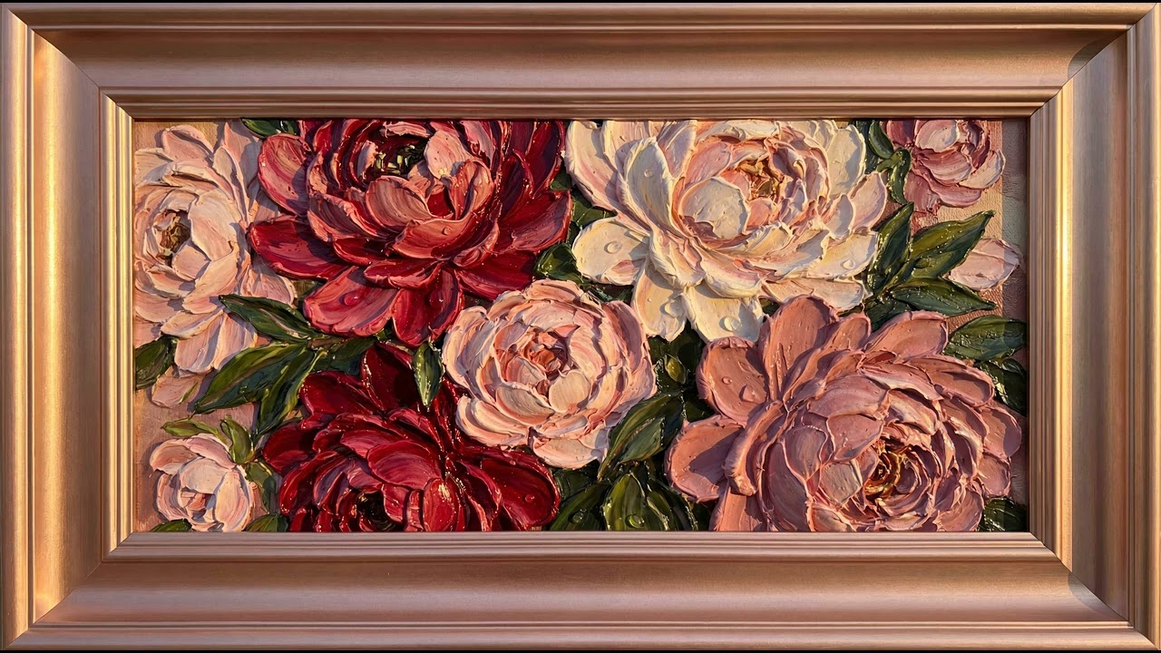 Crimson & Blush Peonies | 8-Hour 4K Floral Art | Frame TV Screensaver