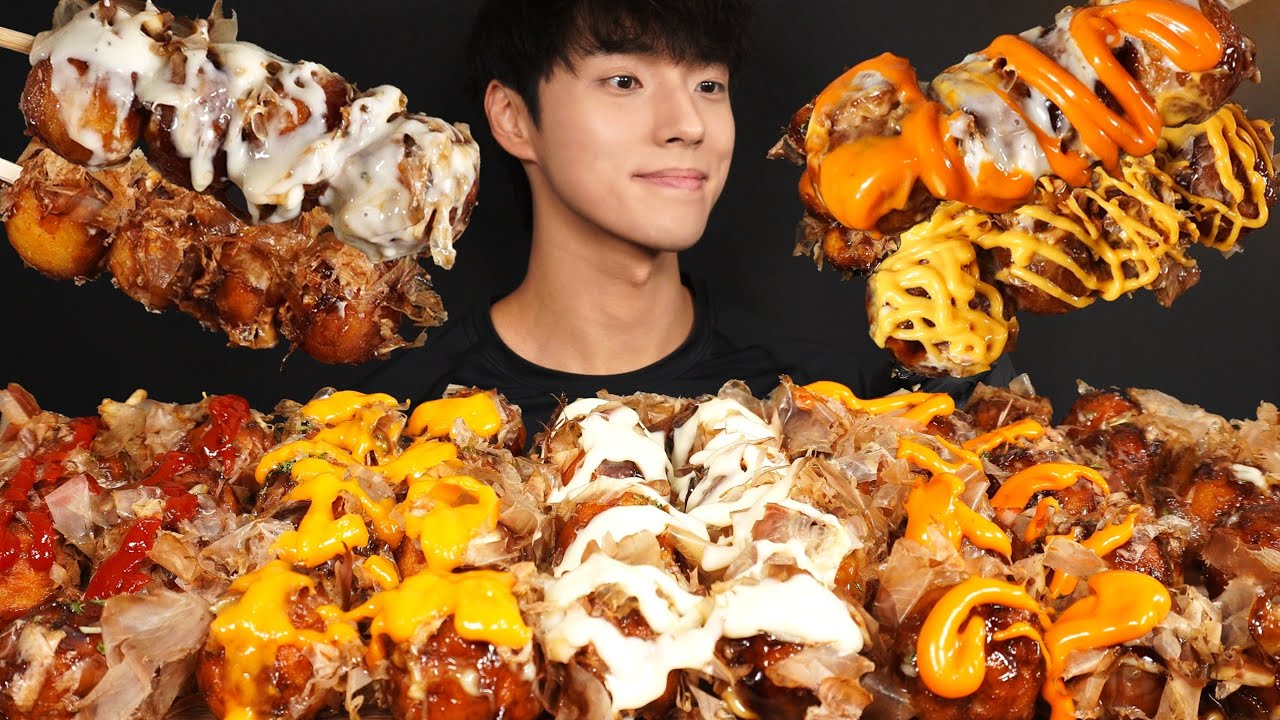 ASMR MUKBANG TAKOYAKI & SPICY BULDAK NOODLES