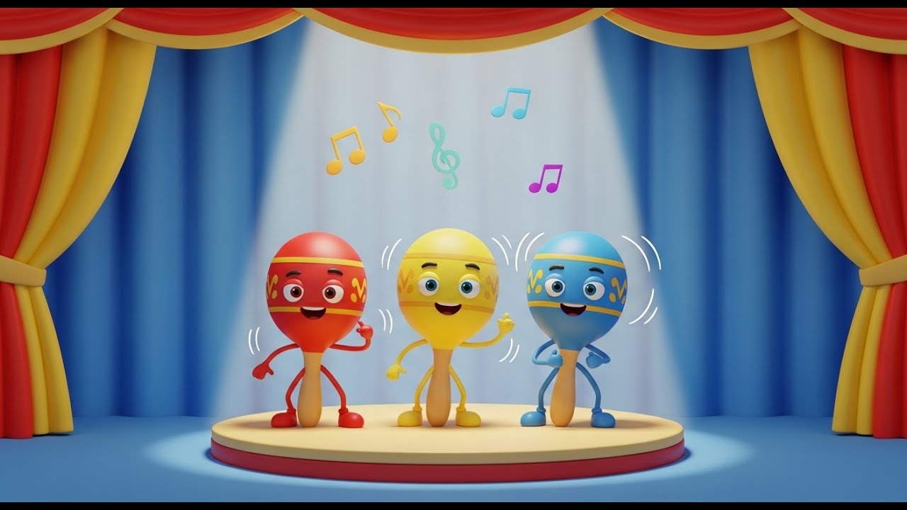 Tres Maracas Pequeñas Shake Shake Shake | Rimas Musicales e Instrumentos para Niños