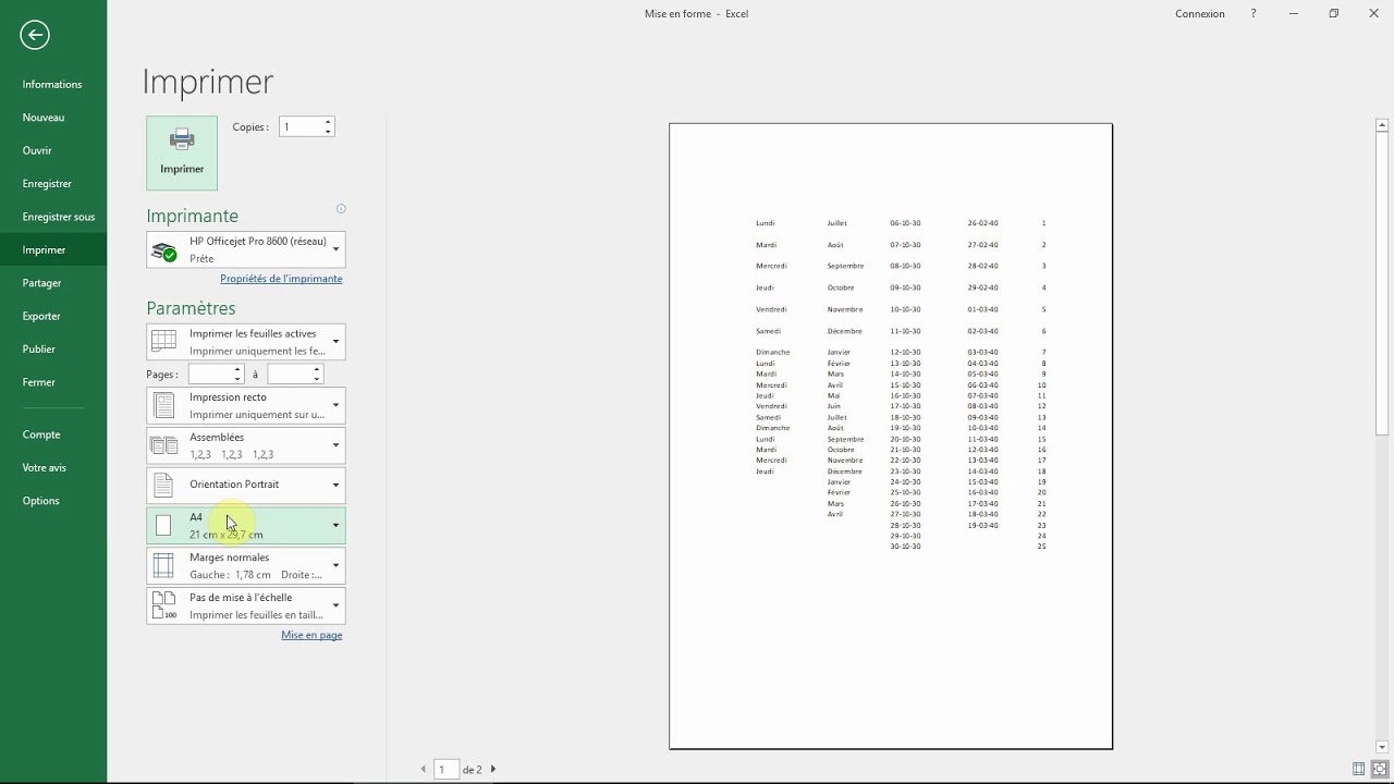 MISE EN PAGE avec EXCEL: lignes, colonnes, fusionner, imprimer...