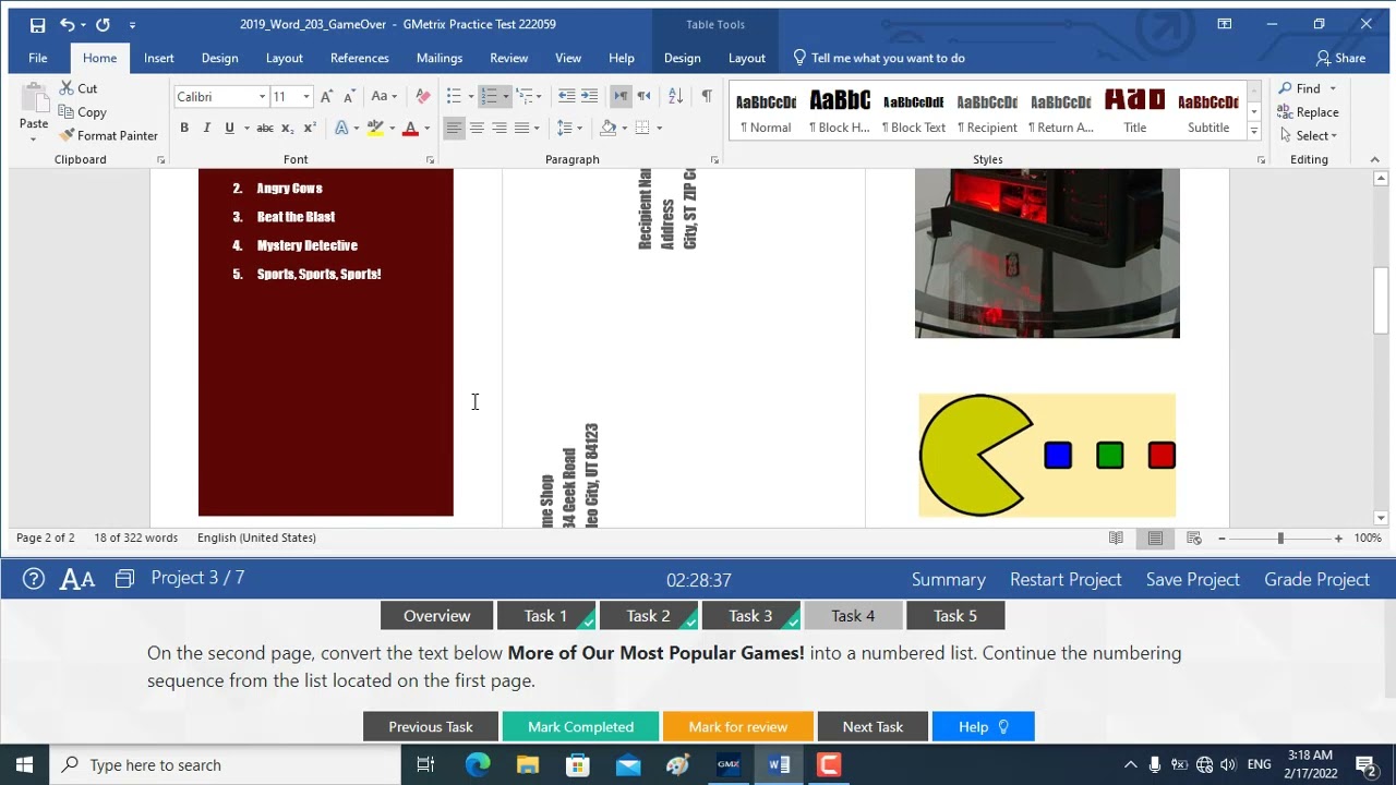 Word 2019 Associated Practice Exam 2 Project 3