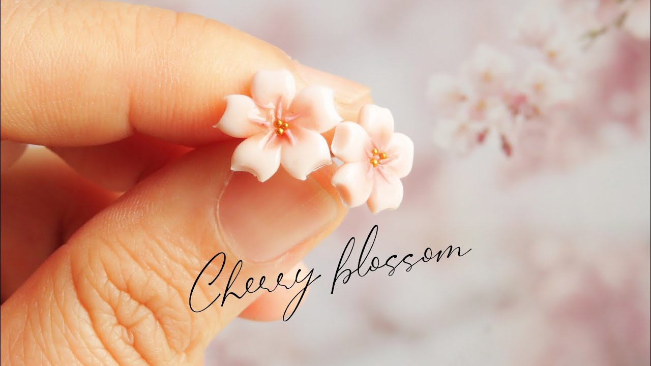 Polymer clay cherry blossom tutorial. Sakura charm/ necklace pendant DIY tutorial