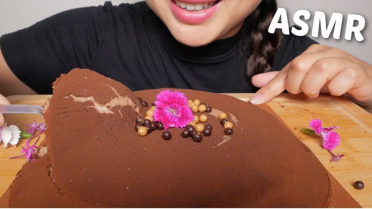 Triple Chocolate Soft Chocolate CAKE *ASMR Relaxing Eating Sounds | N.E Let's Eat