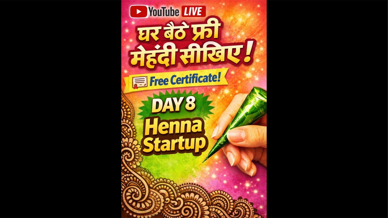 Day 8 Henna Startup Design 11:00 || Free Certificate  #mehandidesign #livemehndi #shortsfeed #shots