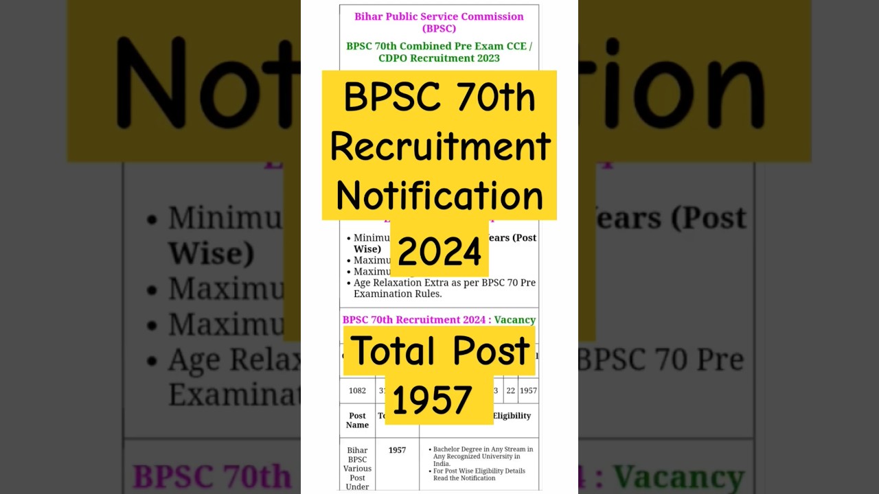 BPSC 70th Recruitment 2024 | BPSC 70th Notification 2024 #bpsc #bpsc70th #bpsc70thprelims