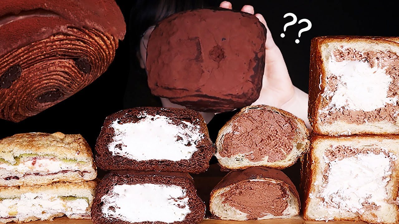 SUB)더티초코에 생크림이? 라푀유 크로와상, 크림 맘모스빵 먹방 ASMR MUKBANG CHOCOLATE CREAM CROISSANT, CREAM MAMMOTH BREAD