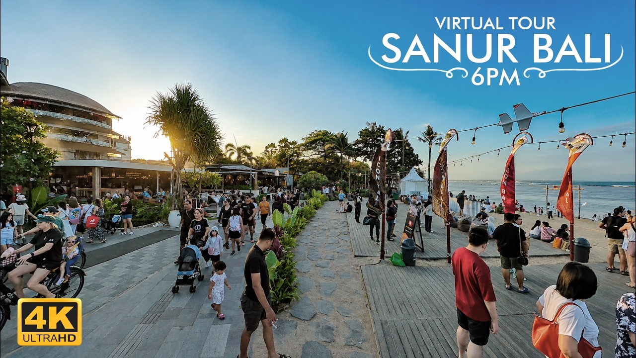 The Beautiful Golden Hour at Sanur Beach | 6 PM Bali Walking Tour