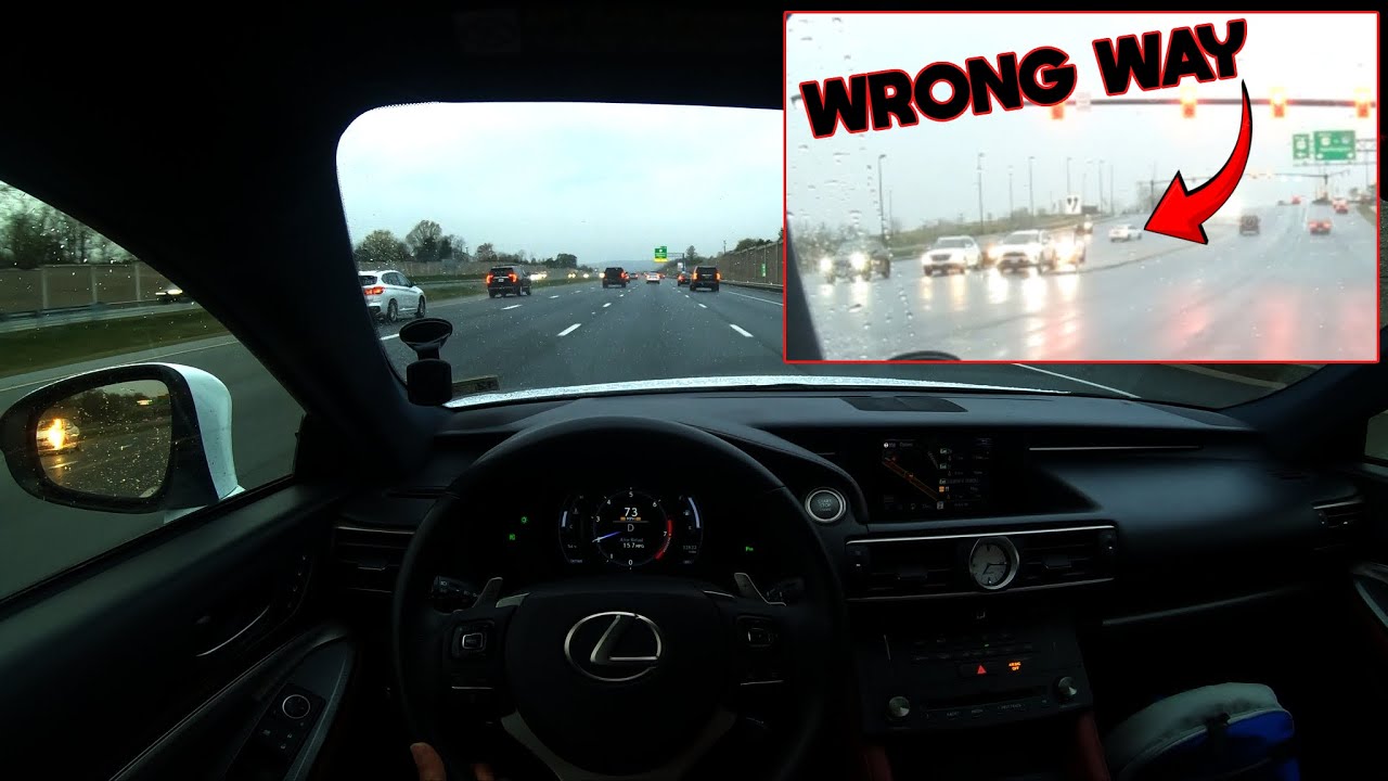 Car Drives Into Traffic | Rainy POV Drive Home Lexus RC 350 |