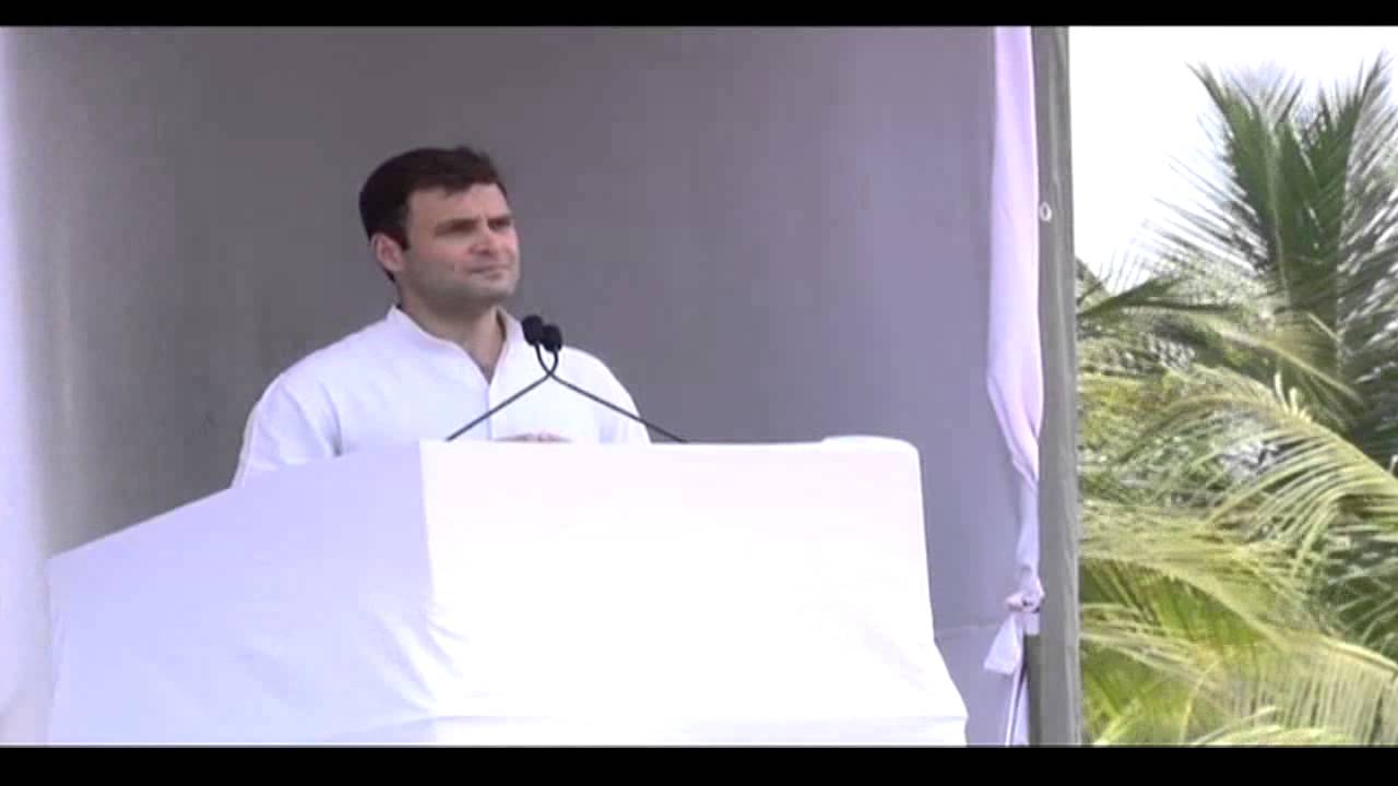 Rahul Gandhi Addressing a Public Rally at Kasargod, Kerala on April 05, 2014
