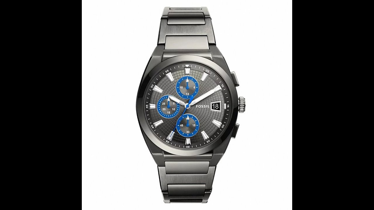 【FOSSIL】Everett 鋼鐵風格 三眼計時 不鏽鋼腕錶/鐵灰x銀針 男錶 FS5830