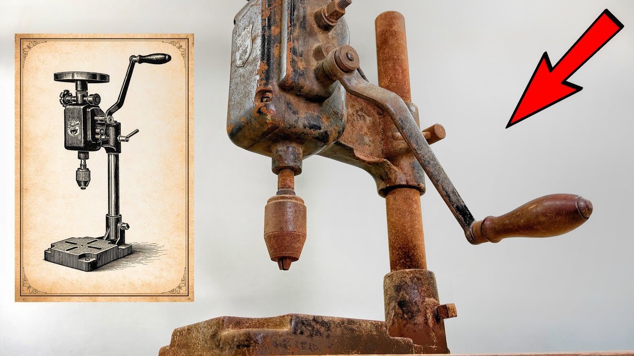 1930s Vintage Broken Hand Crank Drill Press Restoration (Two-Speed)
