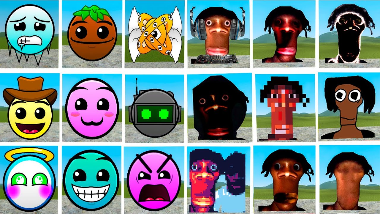 GEOMETRY DASH and LOBOTOMY DASH NEXTBOTS &  JUANDALE PRINGLE FAMILY Chase me in Garry's Mod