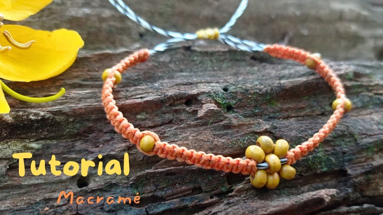 DIY ▶️ PULSERA Macramé NUDO PLANO Flor  ✨Pulseras de Hilo FÁCILES