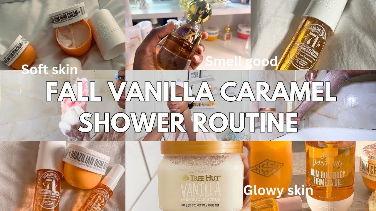 FALL SHOWER ROUTINE | vanilla caramel scented, cozy scents, hygiene routine🧋🍦🍨🕯️