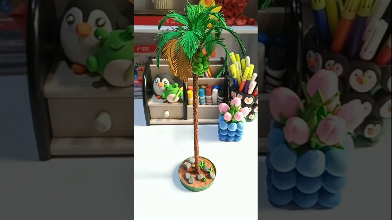 DIY Mini Palm Tree 🌴 | Clay & Paper Craft Idea | craft