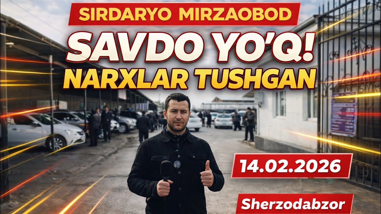 Sirdaryo Mirzaobod mashina bozor –Savdo yo‘qmi? Narxlar tushganmi? | 14-fevral, 2026