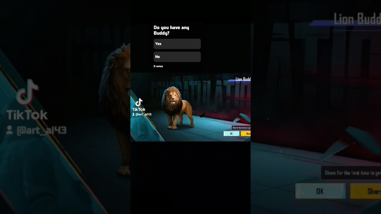 Lion buddy Companion in pubg mobile | Home level 30 Reward