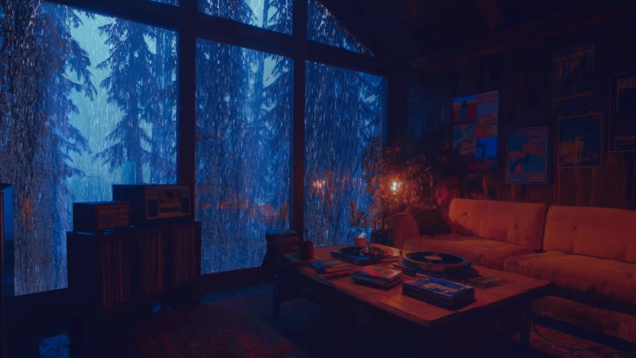 Exhausted? Let This Heavy Rain & Soft Piano Lull You to Sleep | Cozy Vintage Cabin