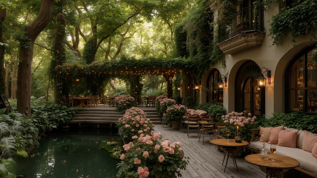 Spring Morning Jazz in a Forest Garden Caf&eacute; ☕🌸 Elegant Jazz Ambience for Mood Booster, Study