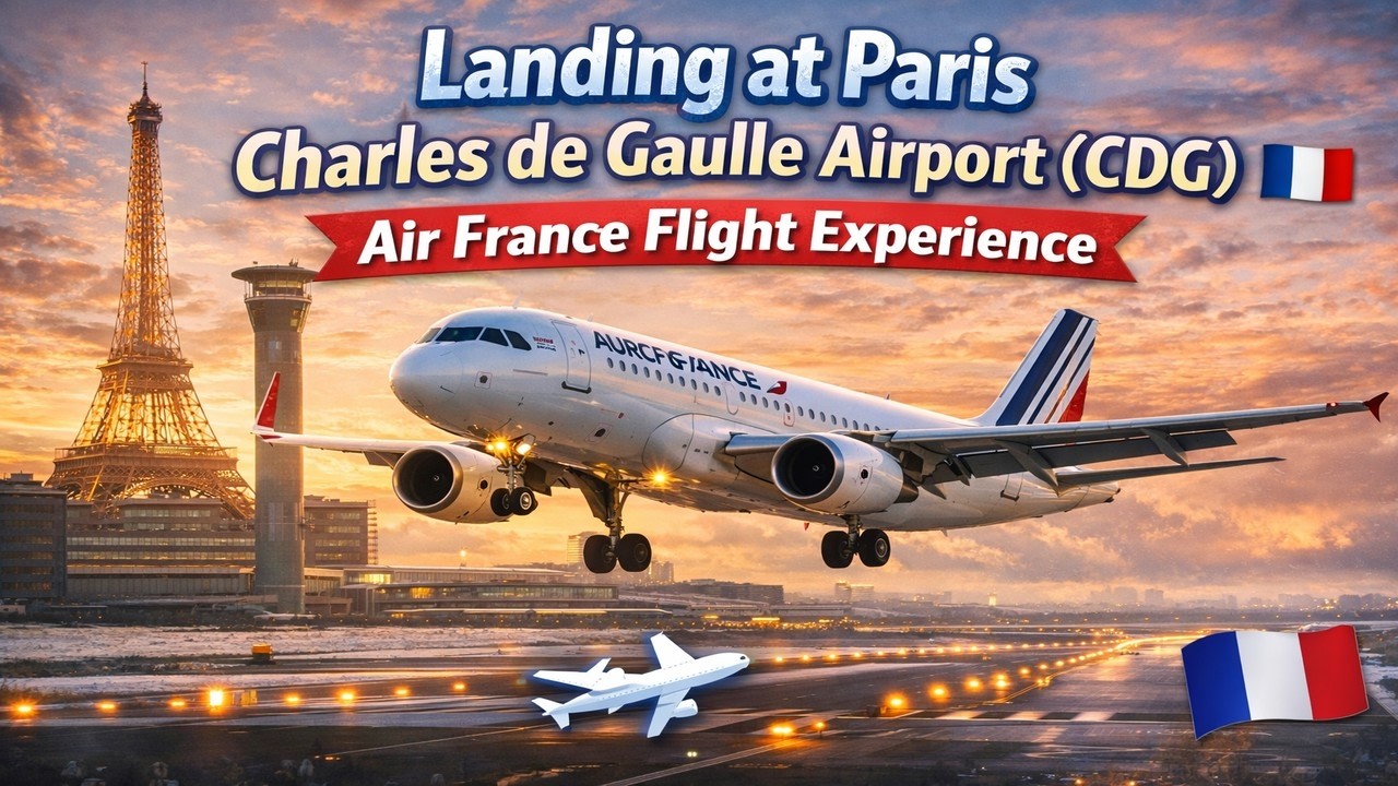 Stormy Winter Landing at Paris CDG | Air France Touchdown in Heavy Rain