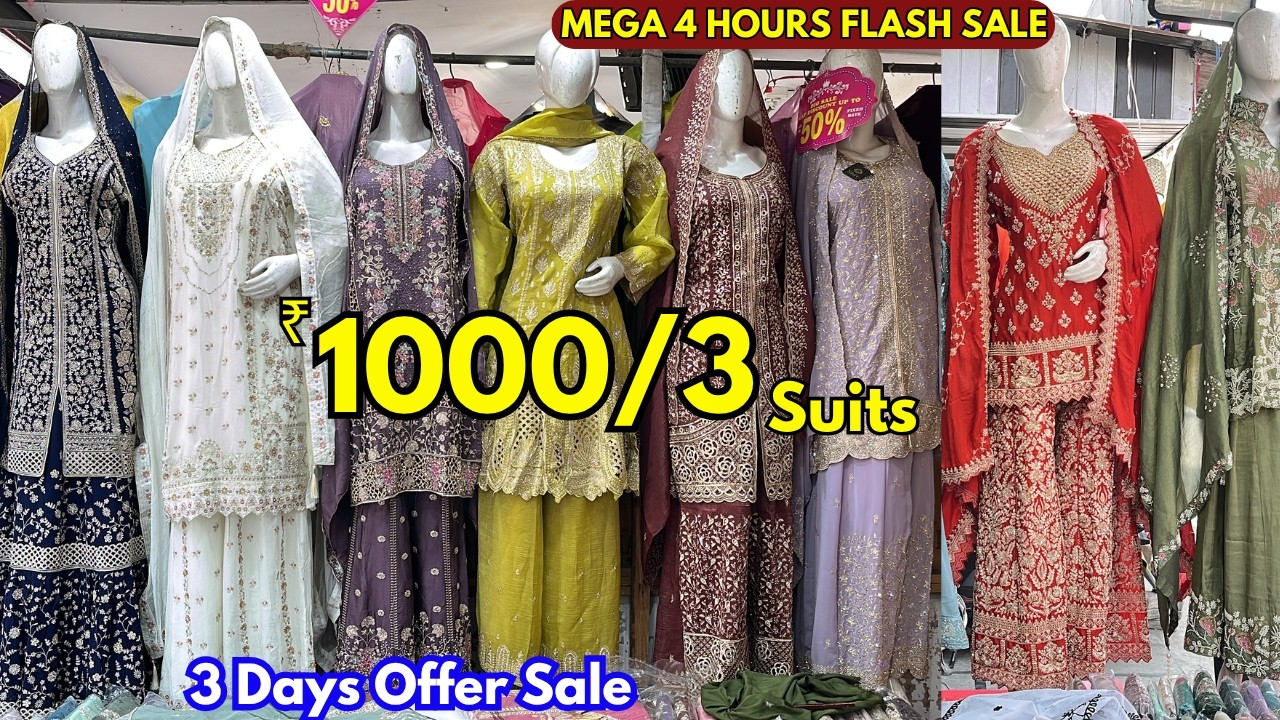 3 Days MEGA Offer 1000/ 3 Suits Pakistani Gharara Palazzo Lehengas Barbie Gowns Bridal Wedding Wear