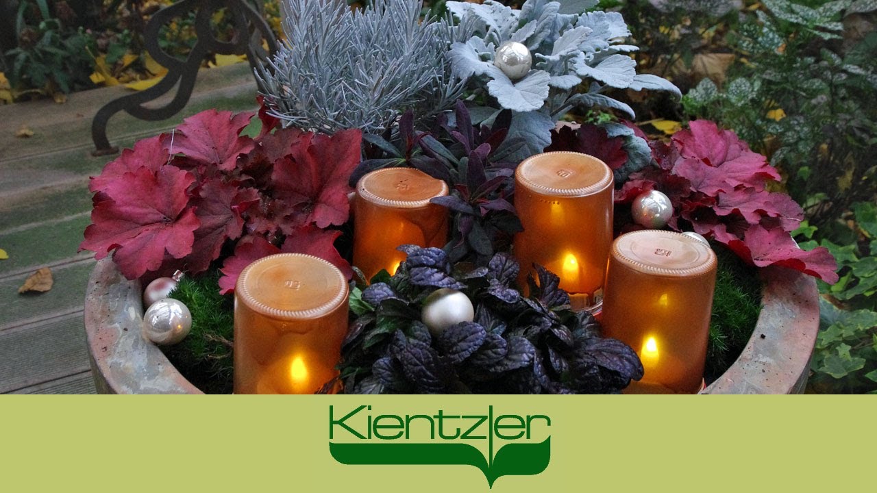 Adventskranz f&uuml;r drau&szlig;en pflanzen - Weihnachts-Deko mit winterharten Stauden