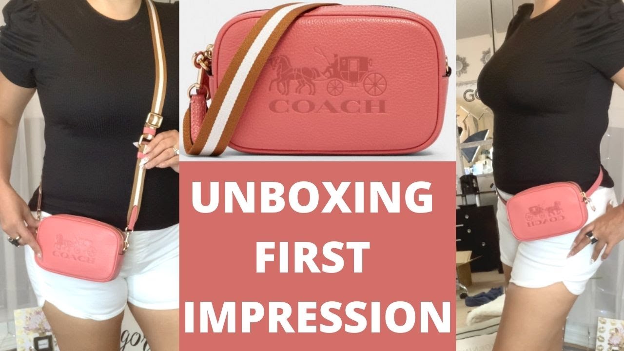 COACH BAG UNBOXING JES CONVERTIBLE BELT BAG BRIGHT CORAL | FIRST IMPRESSION TRY-ON