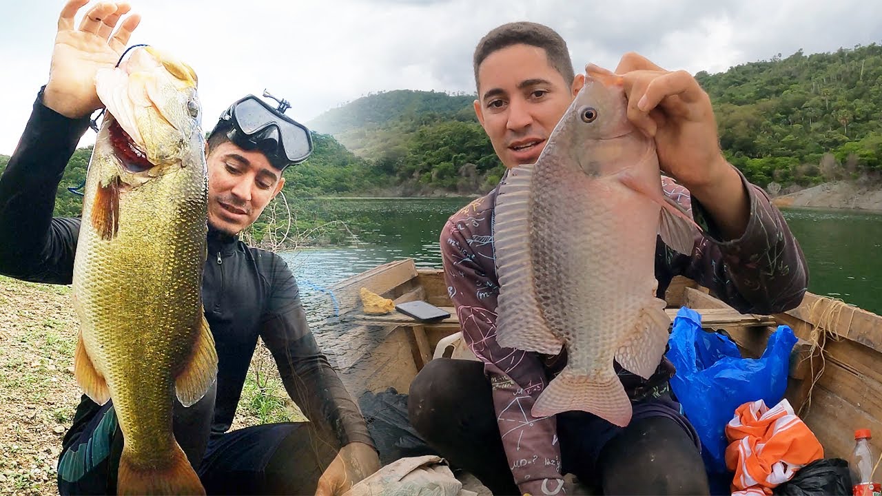 Pesca de TILAPIAS GIGANTES en la presa de Monción. Atrapé una trucha gigante con arpón