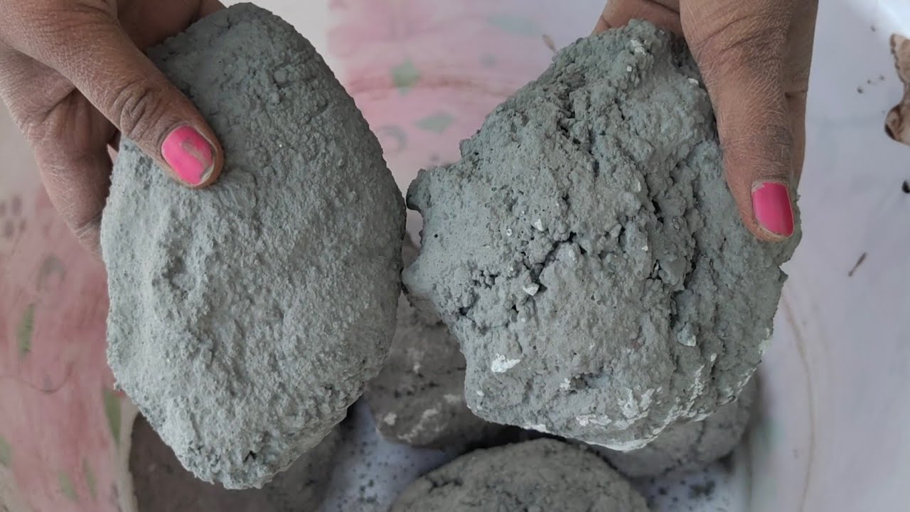 Asmr - Gritty dusty 🌪️ soft black cement crumbling dry and water 💦💦