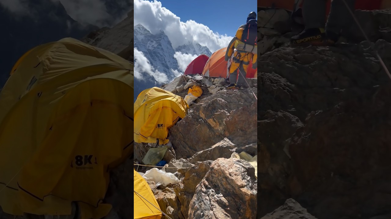 Camping at 20,000 ft on Ama Dablam mountain - camp 2 #shorts #mountain #nepal