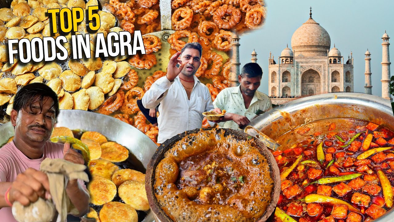 AGRA Food Tour | TOP 5 Street Foods in Agra | Bedai Nashta, Chhole Bathure, ALOO TIKKI Etc
