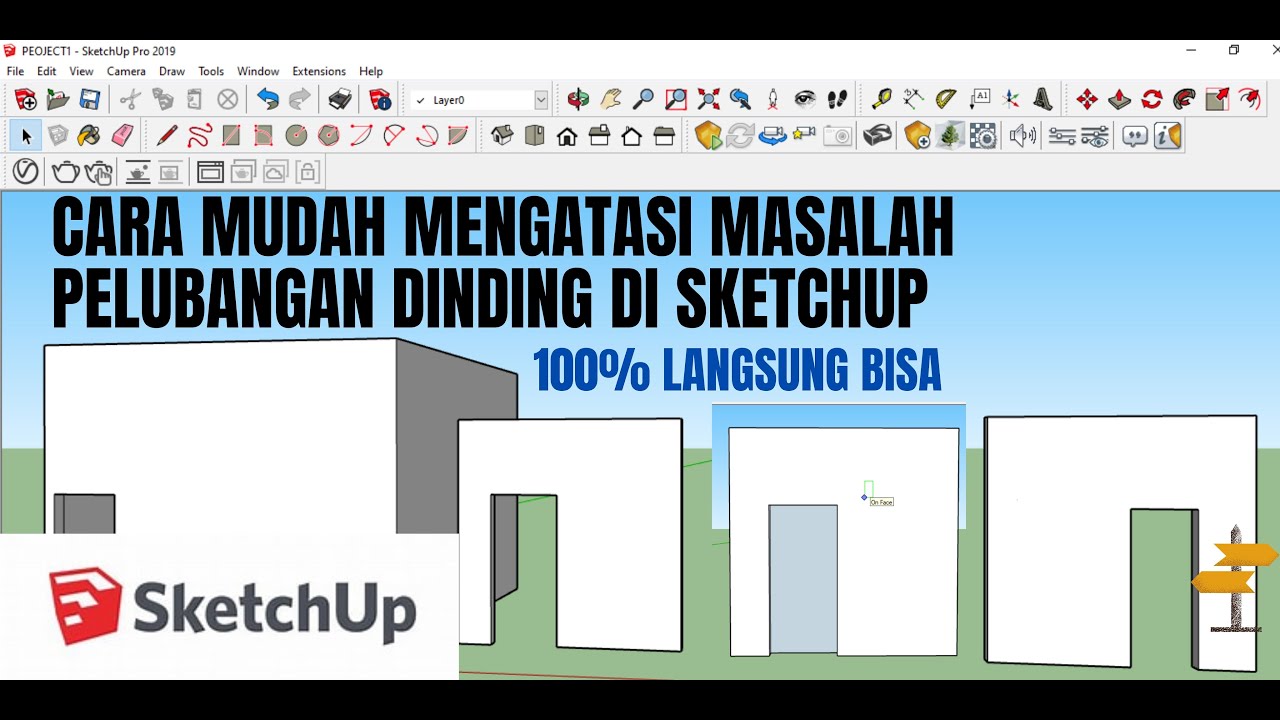 CARA MELUBANGI DINDING DAN PERMASALAHANNYA DI SKETCHUP - 100% BERHASIL