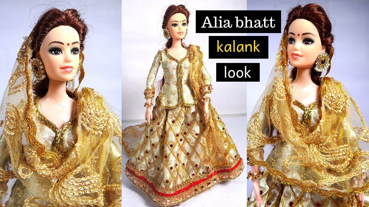 Alia Bhatt KALANK Inspired White & Gold Lehenga for Barbie doll |Actress doll dress Maya CraftiWorks