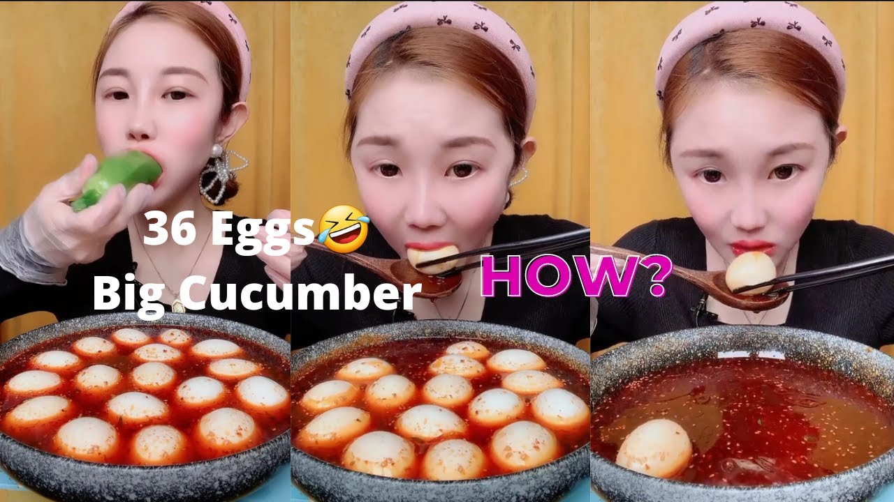 Girl eating 36 Eggs and big Cucumber 🤣 | foodygirl | Asian girl