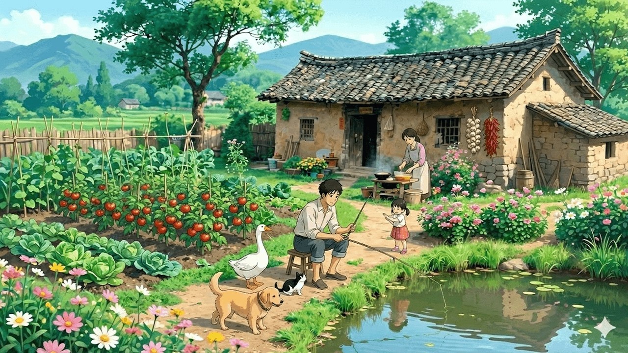 A Quiet Day in the Countryside: Farming, Catching Snails & Cooking | Ghibli Style
