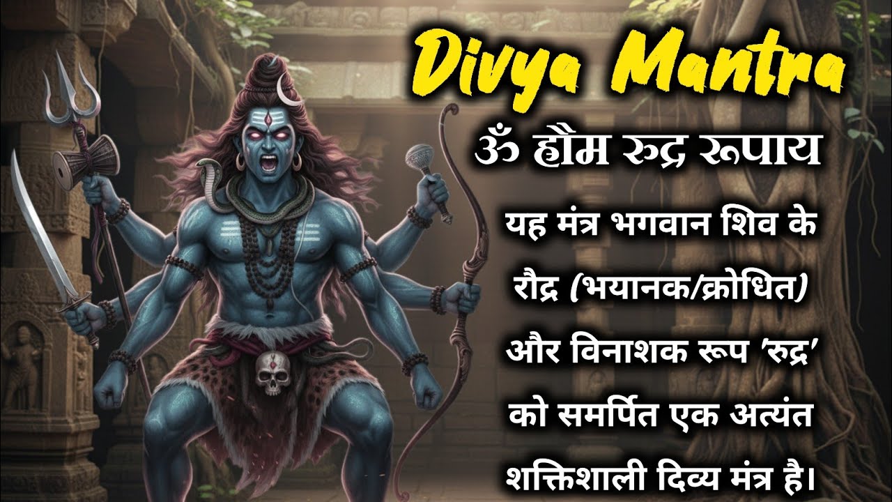 ॐ ह्रौम रुद्र रूपाय अग्नि नेत्राय नमः| यह मंत्र भगवान शिव का अत्यंत शक्तिशाली दिव्य मंत्र है #shiva