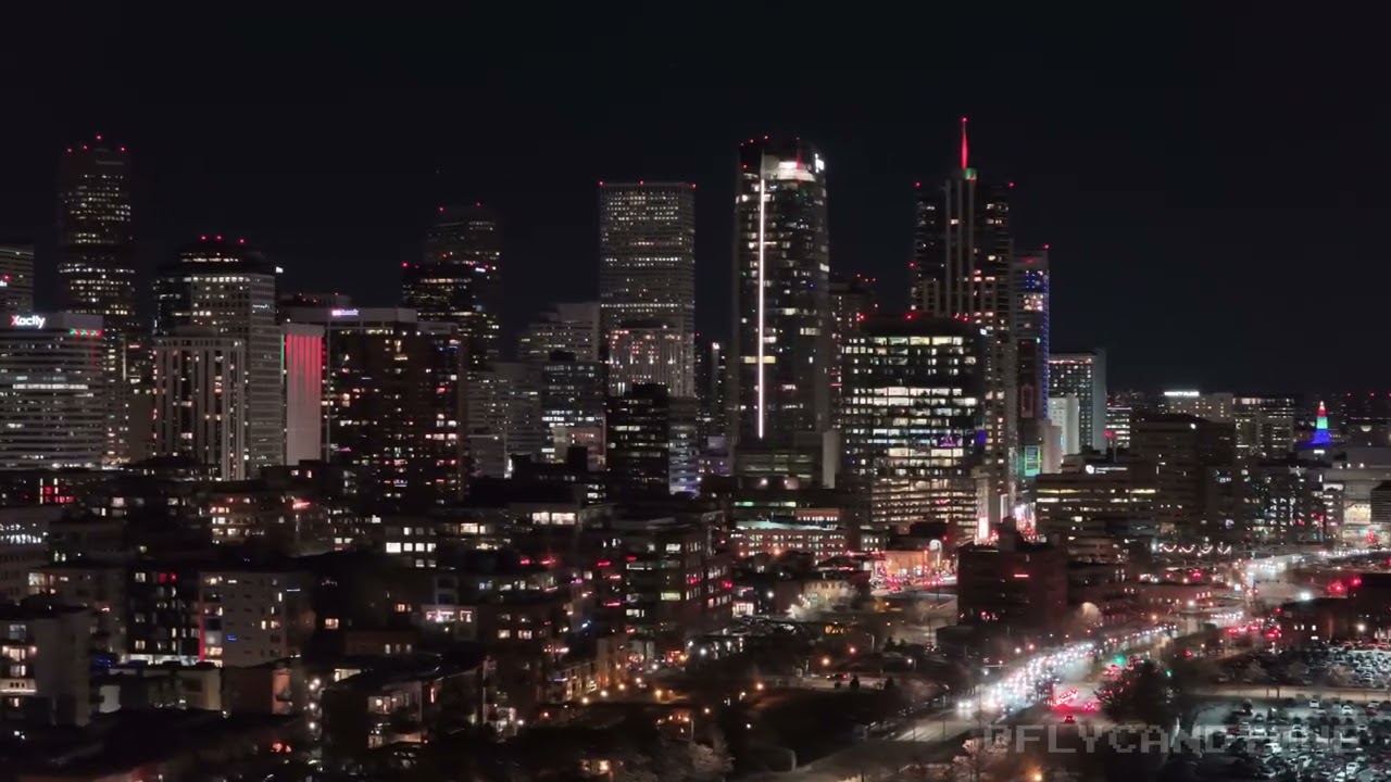 Denver After Dark 🌃 | Cinematic Drone Night Flight Over the Mile High City (4K)