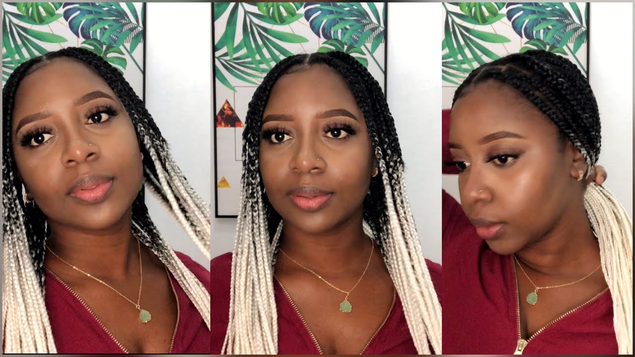 How to: Extra Flat Knotless Braids| Black and White ombré braids ~ Petite C