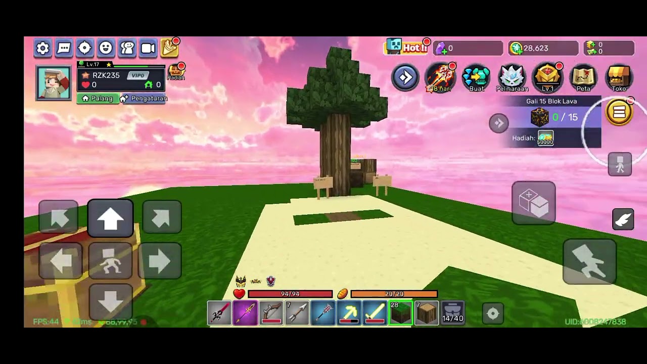 Aku main Sky block di bed wars.