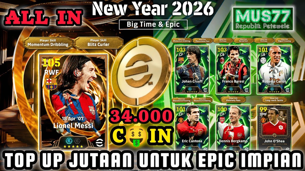 ALL IN GACHA DENGAN 34.000 COIN🤑 BIG TIME MESSI HARUS JOIN‼️eFootball™2026