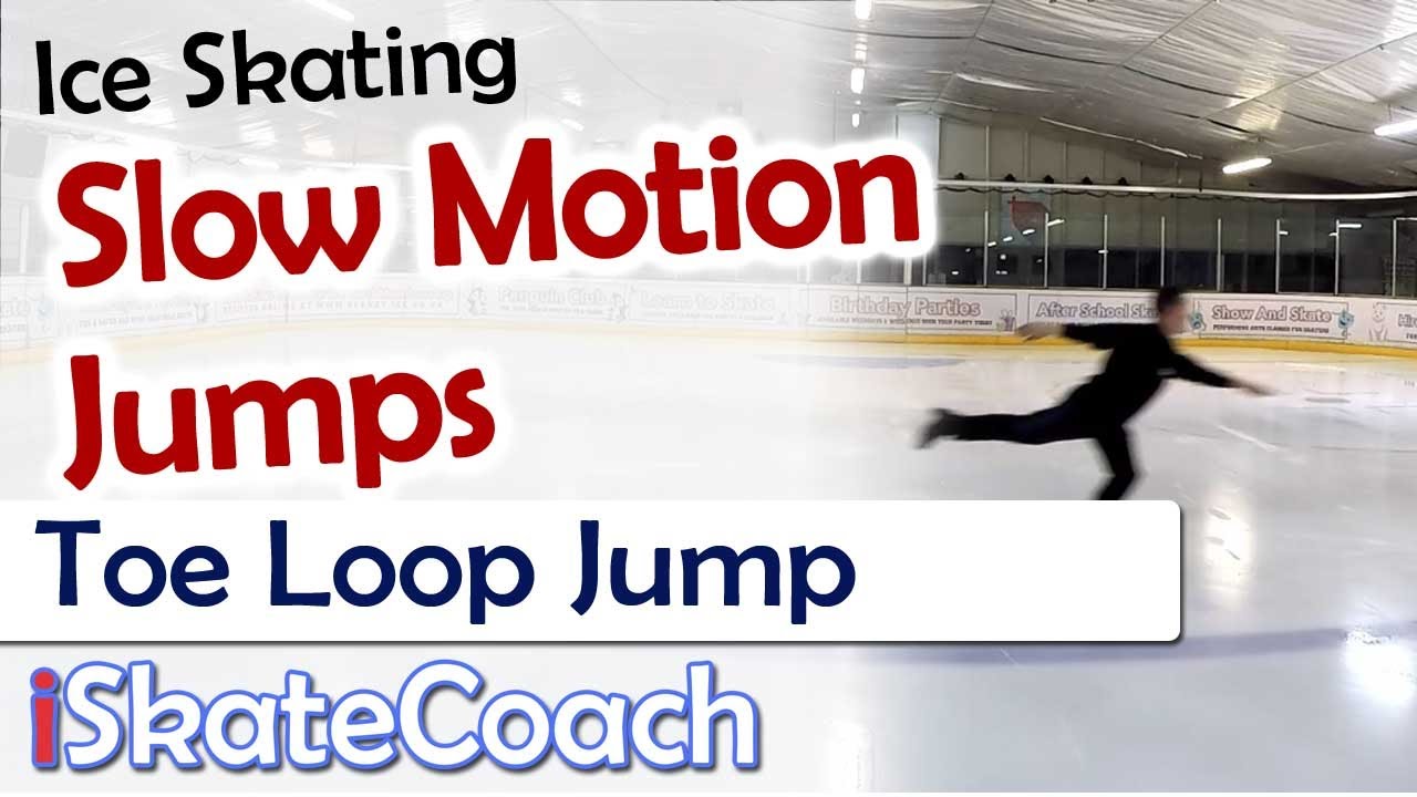 Slow motion ice skating jumps: TOE LOOP jump 50% 25% 10% speed
